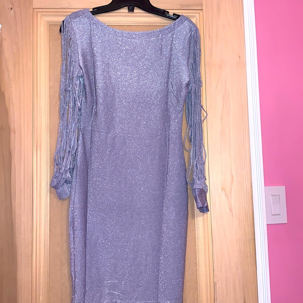 HOST PICK❣️Women’s Fringe Sleeve Glitter Dress Sz XS - Picture 5 of 9